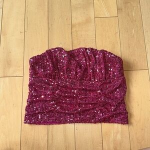 Free people hot pink sequin top with attachable straps